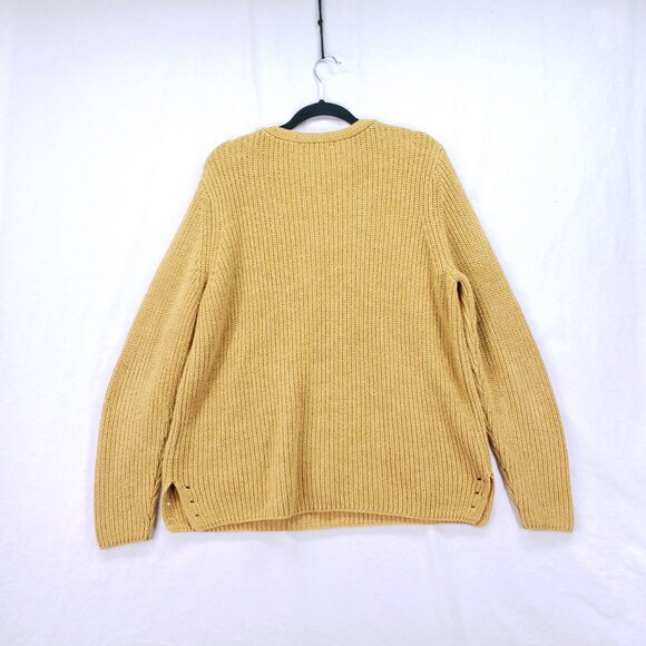 Coldwater Creek Mustard Yellow Knit Relaxed V Neck Fall Sweater Size L - Picture 11 of 13